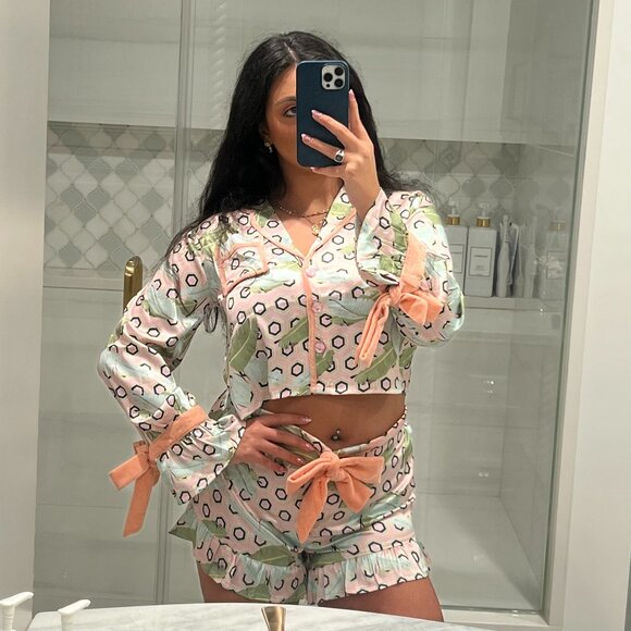 Other - Geo Palm Satin Short PJ Set